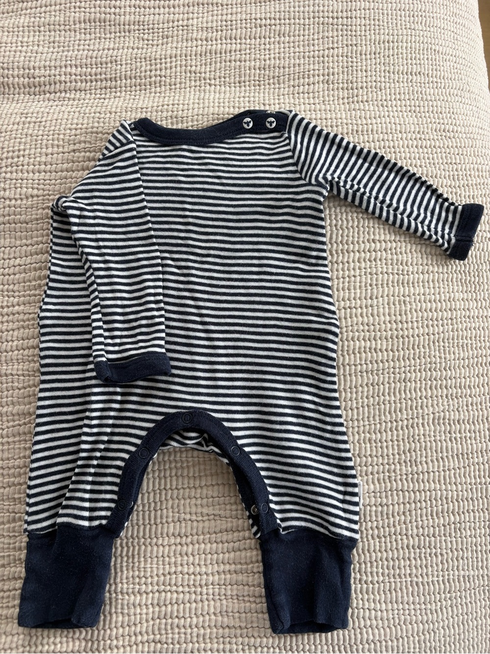 Burt's Bees Navy and White Striped Baby Footie